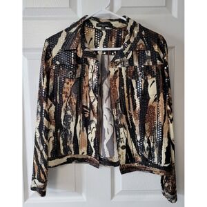 Notations Petite Women's Shirt/Jacket Black/Brown/Beige Size PS